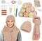 Crochet Kit for Beginners-Crochet Kit for Adults Learn to Crochet Granny Square Scarf Beanie Hat, Complete Set for Crocheting Scarf w/Step-by-Step Instructions 6 Blend Yarn-Macaron